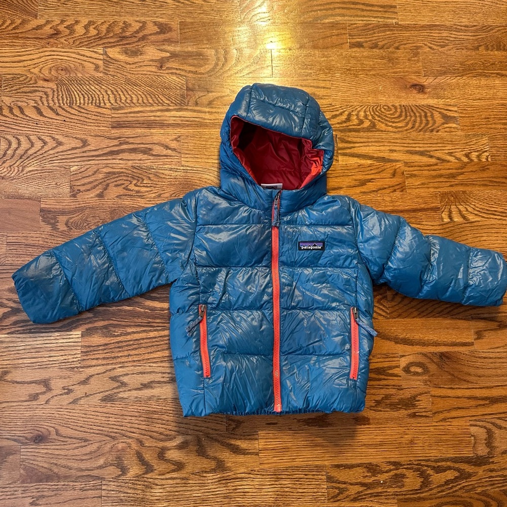 Patagonia hi-loft down blue puffer jacket